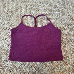 Beyond Yoga Spacedye Slim Racerback Cropped Tank in a purple heathered color